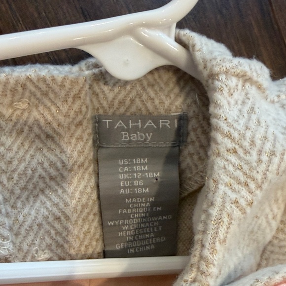 Tahari Baby Cream Dress with Pink Bow and Leggings 2T C8-004 - Picture 2 of 6